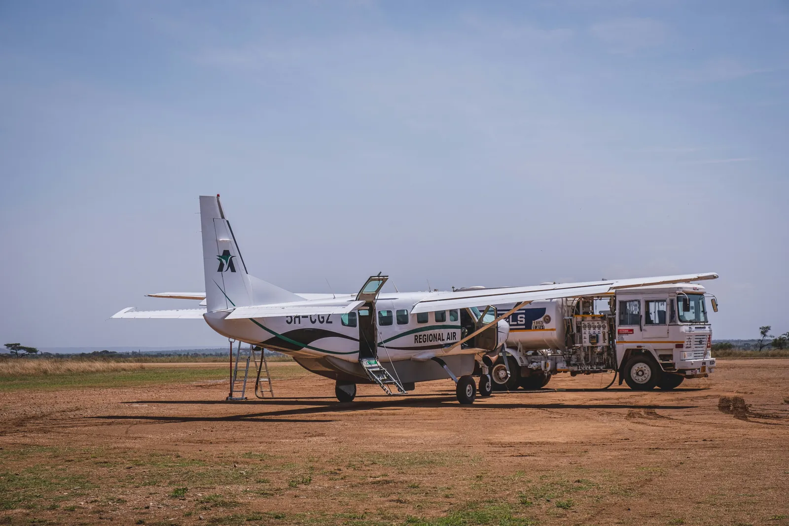 A small plane on the Seronera airstrip in the Serengeti