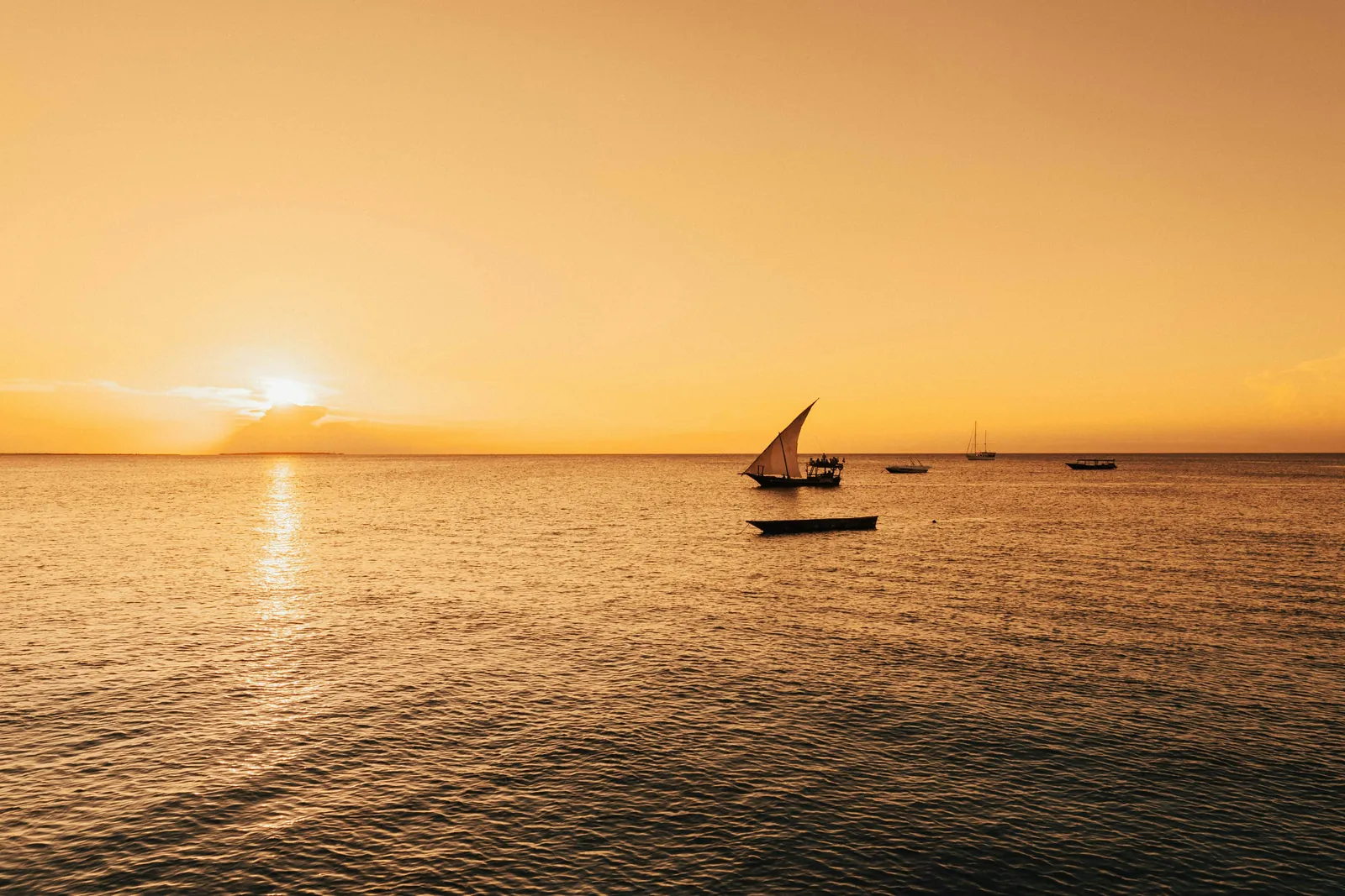 Dhows off Nungwi in the evening light