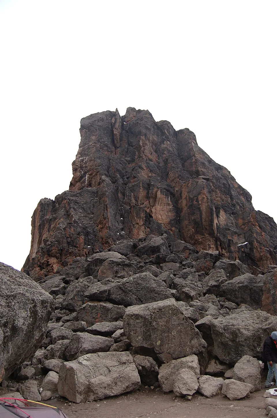 The Lava Tower, a tall volcanic rock on Kilimanjaro